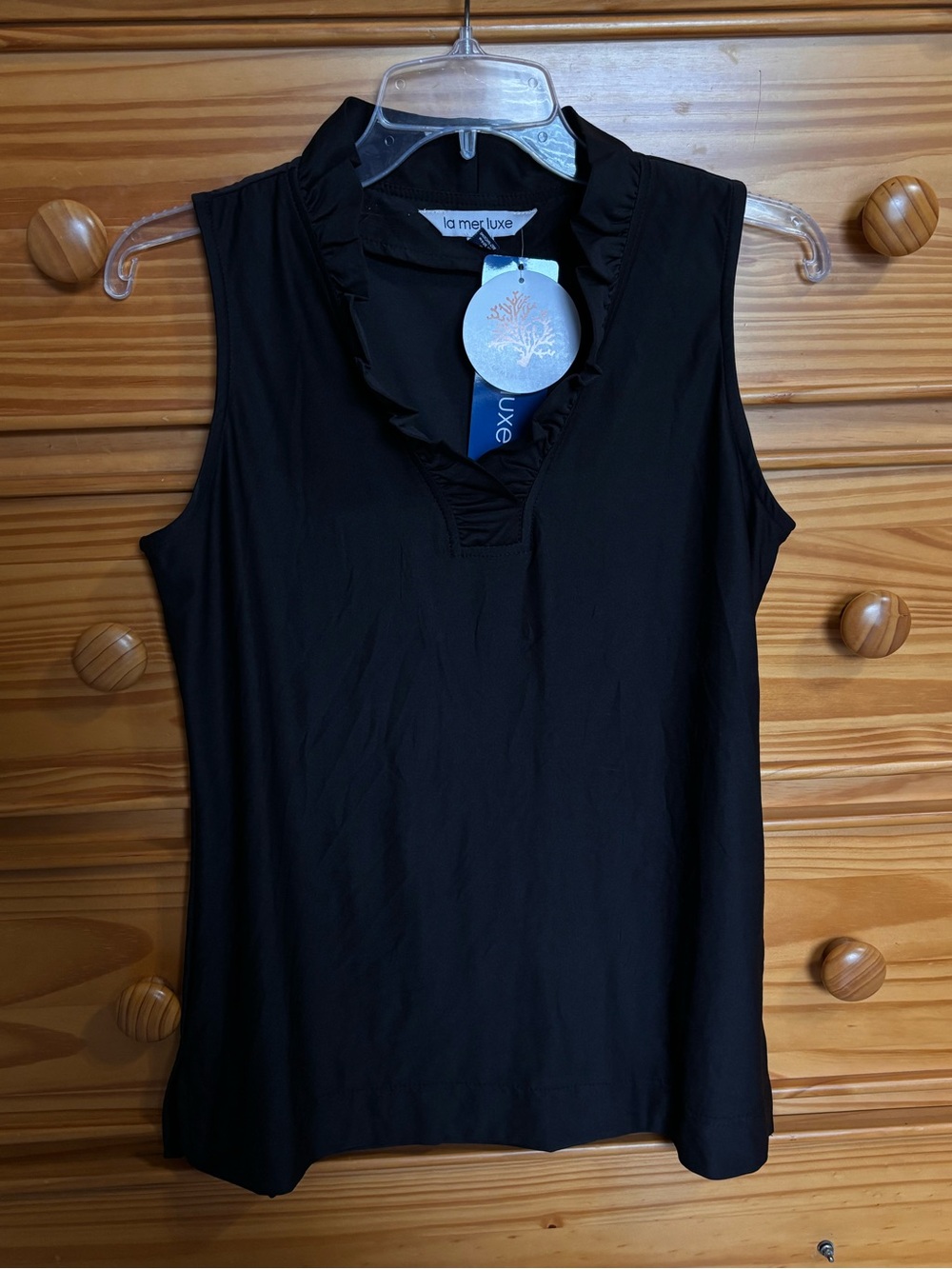 Ta Me Luxe Black Ruffle V-Neck Sleeveless Camisole